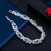 WWJ Rainbow Mystical Cubic Zirconia Leaf Design Tennis Bracelet for Women