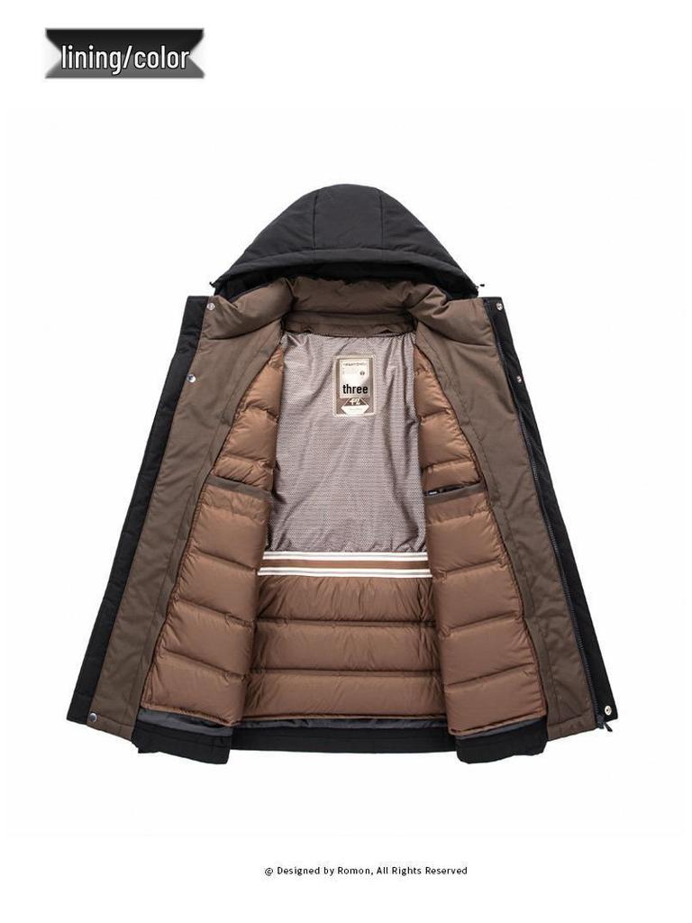 Men's 2025 Winter Hooded Down Jacket with Removable Liner - Thickened and Warm Casual Wear