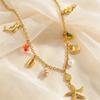 Boho Starfish Conch Pendant Necklace for Women 18K Gold Plated Stainless Steel Waterproof Ocean Style Summer Charm Jewelry