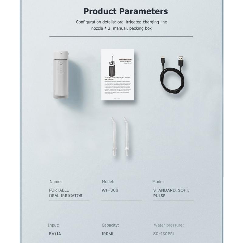 Wireless Dental Irrigator Water Flosser with 3 Modes 190ml Interdental Cleaner