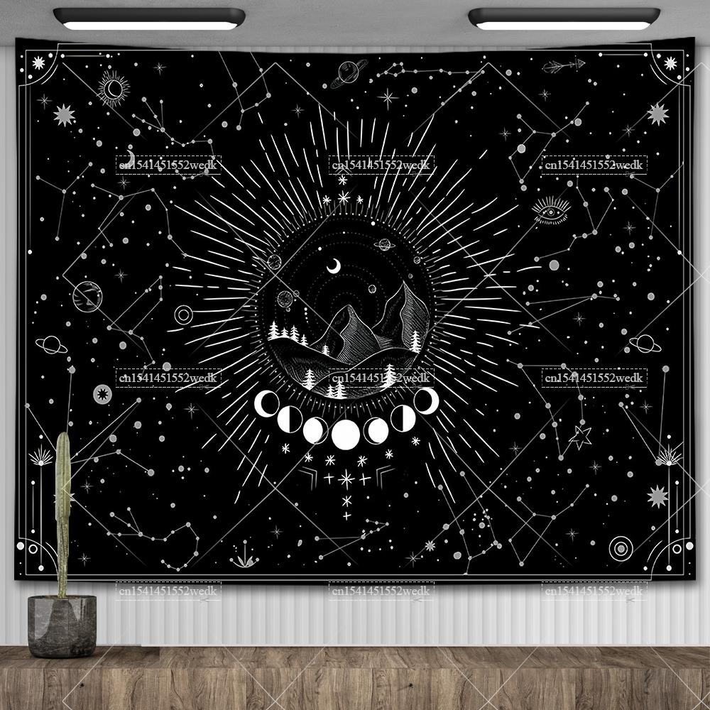 Zodiac Astrology Constellation Tapestry Indie Hippie Sun Moon Tapestry Tarot Astrology Altar Tablecloth Aesthetic Room Decor