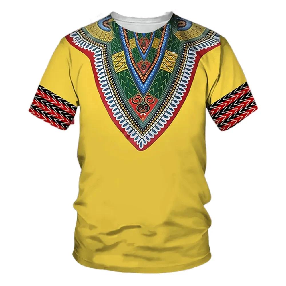 Sommer Afrikanische Dashiki T-Shirts Vintage 3D Druck Damen Herren Rundhals Kurzarm T-Shirt Tees Harajuku Y2K Top Unisex Kleidung