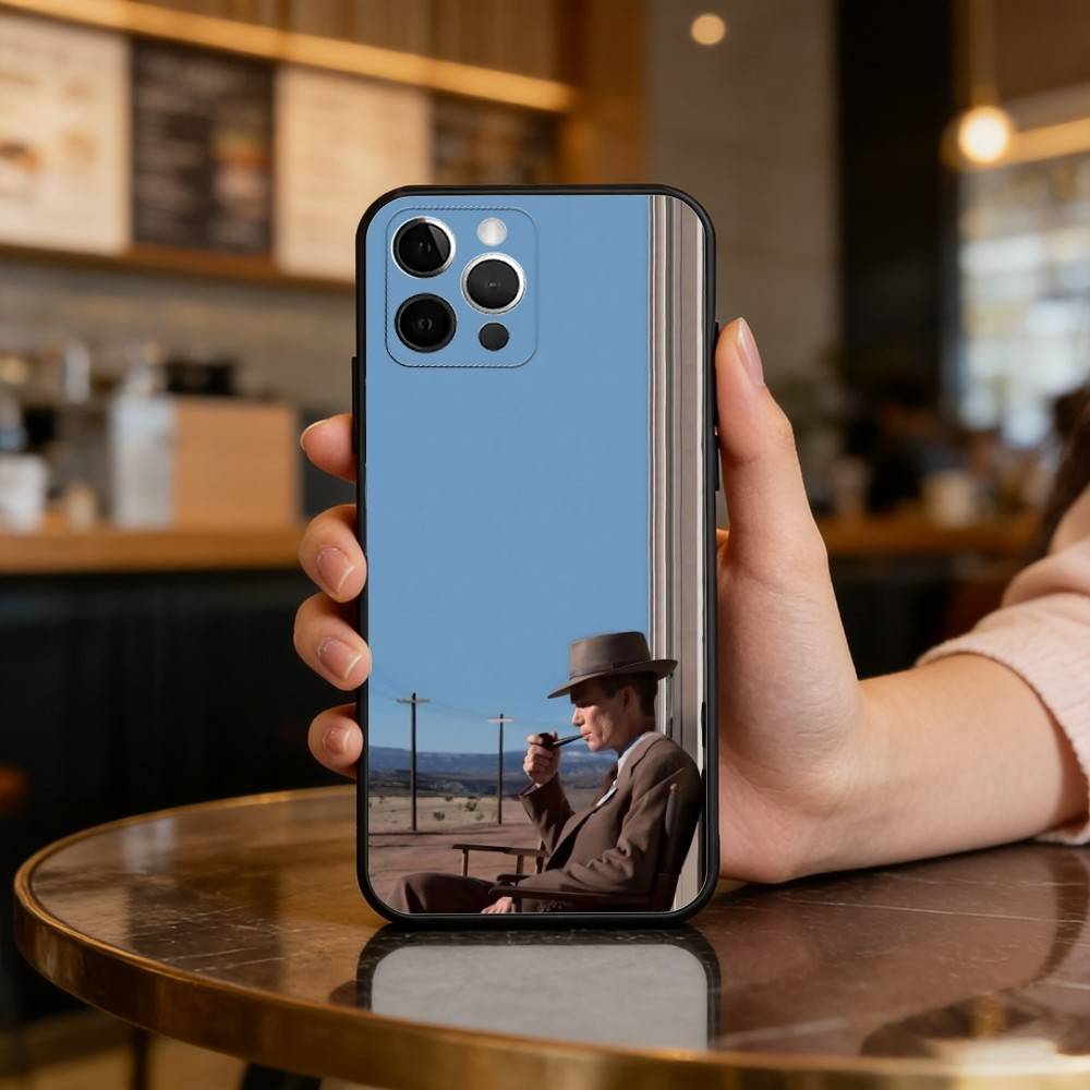 F-Film O-Oppenheimer Phone Case For iPhone 17,16,15,14,13,12,11 Plus,Pro Max,Soft Silicone Black Cover