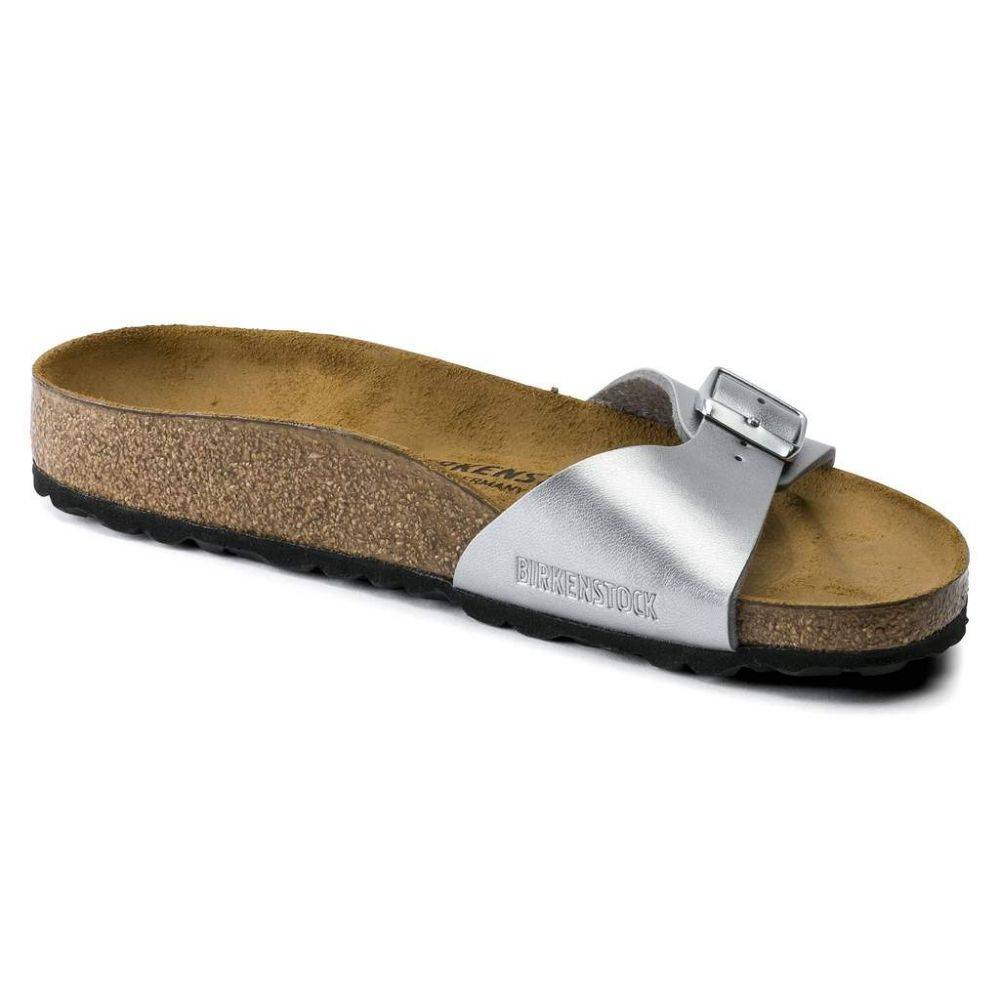 Women's Birkenstock Madrid Birko-Flor Silver Sandals Regular Wide (0040411)