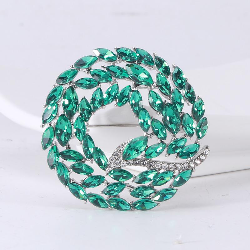

Креативная брошь в виде геометрического круга с кристаллами и бриллиантами, изысканная модная элегантность, темпераментная булавка для одежды зелёный
