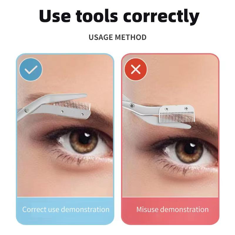 Eyebrow Scissors For Men And Women Makeup Tools One Metal Texture With Comb Eyebrow Razor Beauty Scissors Stainless Steel