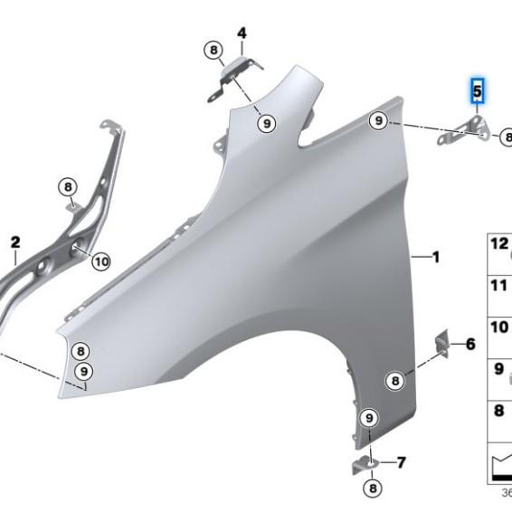 BMW 2er F45 Kotflügelhalterung (41007408659/41007408660)