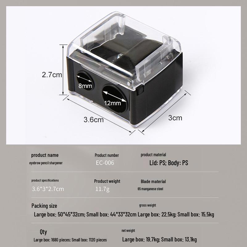 Eyebrow, Lip, and Eyeliner Pencil Sharpener - Single & Double Holes