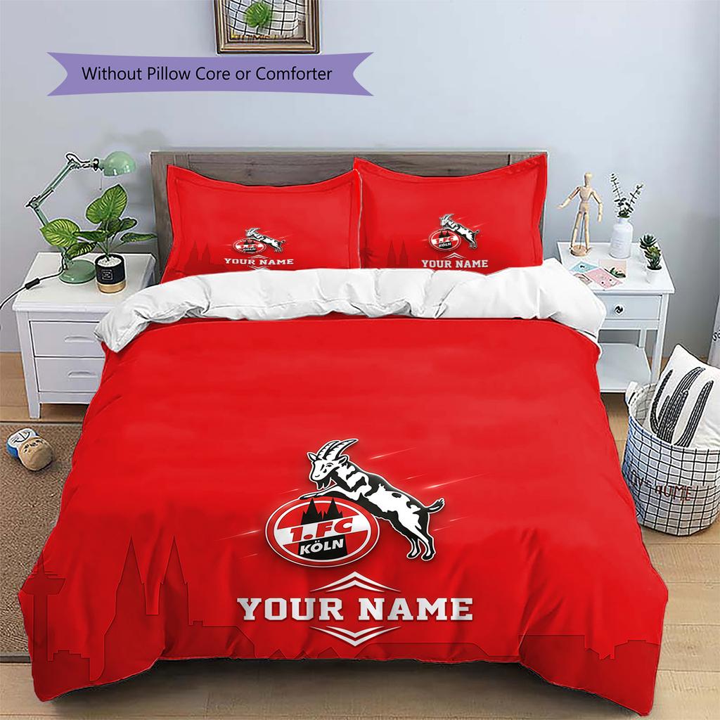 Nome Personalizzato 1. Set Copripiumino Trapuntato con Fantasia FC Köln Decorazione per la Casa Regalo (1 * copripiumino + 2 * federe senza imbottitura)