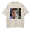 Fashion T Shirt Vintage Washed Cotton T-Shirt Movie Cat Graphic Tee Casual Streetwear Spring Summer Clothing