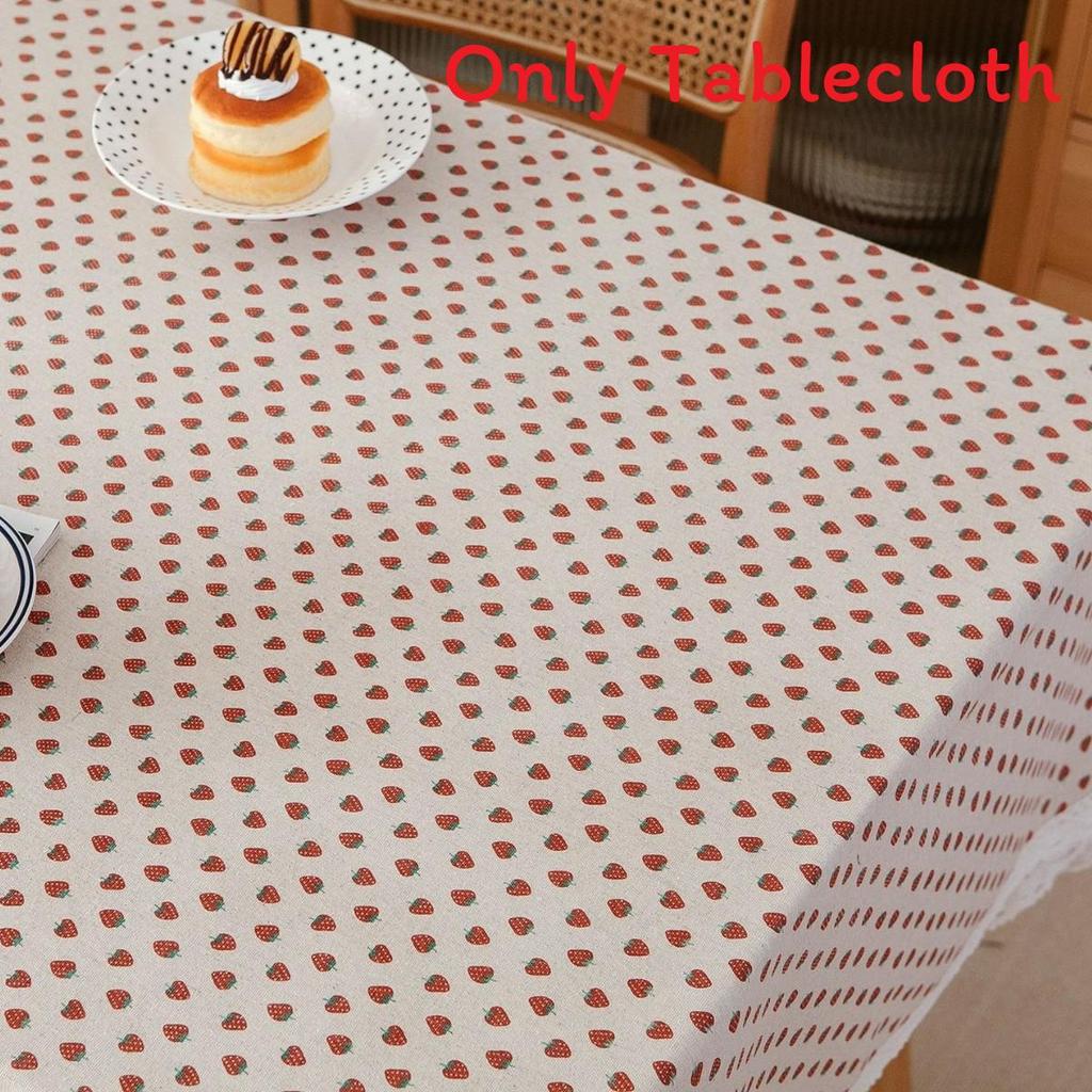 Modern French Country Rectangular Tablecloth Cotton Linen Floral Decor For Dining Room
