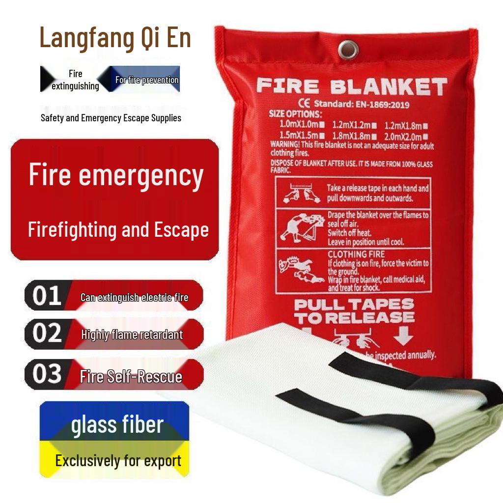 Fire Emergency Escape Blanket - Fiberglass, Fireproof, Self-Rescue 1.0m x 1.0m x 0.3mm