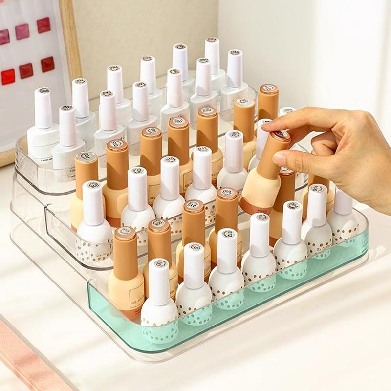 3 Layers Acrylic Nail Polish Display Organizer Shelf Clear Cosmetic Rack Tools Holder Frame Jewelry Perfume Stand Storage Box