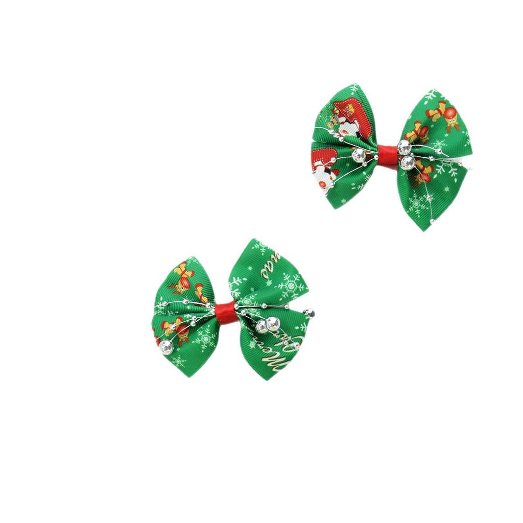 Trendy European & American Christmas Hair Accessories: Grosgrain Ribbon Bow Clips & Cute Princess Hairpins for Kids