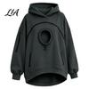 Dog Holder Hoodie Women Pet Carrier with Front Side Pockets, Solid Color Casual Hooded Loose Fit Sweatshirt Sweatshirt, Cat Carrying Pouch
