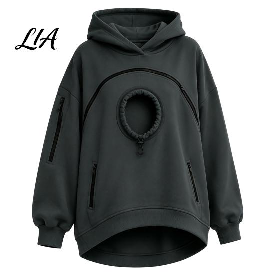 Dog Holder Hoodie Women Pet Carrier with Front Side Pockets, Solid Color Casual Hooded Loose Fit Sweatshirt Sweatshirt, Cat Carrying Pouch