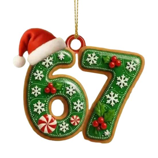 Christmas 67 Meme Acrylic Ornament Flat Santa Claus Reindeer Ice Cream Six Seven Xmas Tree Hanging Decoration Holiday Party Pendant