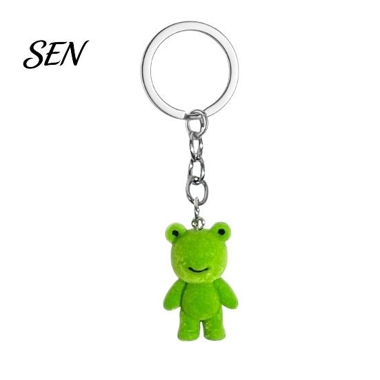 Hanging Frog Keychain Flocked Resin for Backpacks, 3D Plush Decorative Key Animal Ring, Ornament Bag Charm, Gift Lovers Backpacks