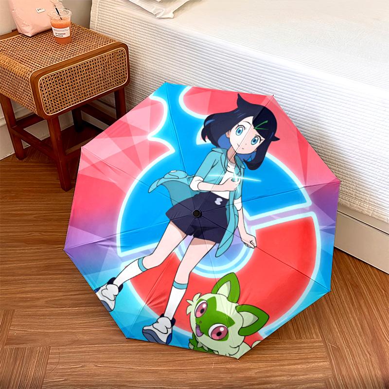 Cute Liko pattern, automatic folding umbrella, portable and foldable design, 8 ribs, a Christmas or birthday gift.