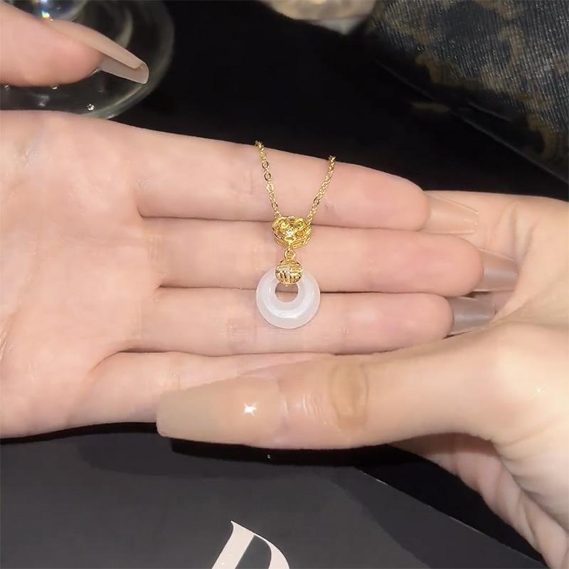 Fu Character Round Imitation Jade Pendant Bracelet Light Luxury High Sense Fashion Anklet Versatile Niche Simple Jewelry