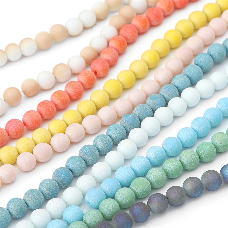 70Pcs Glass Flashing Sand Beads For DIY Necklace Bracelet Earrings Jewelry Making Craft Accessories