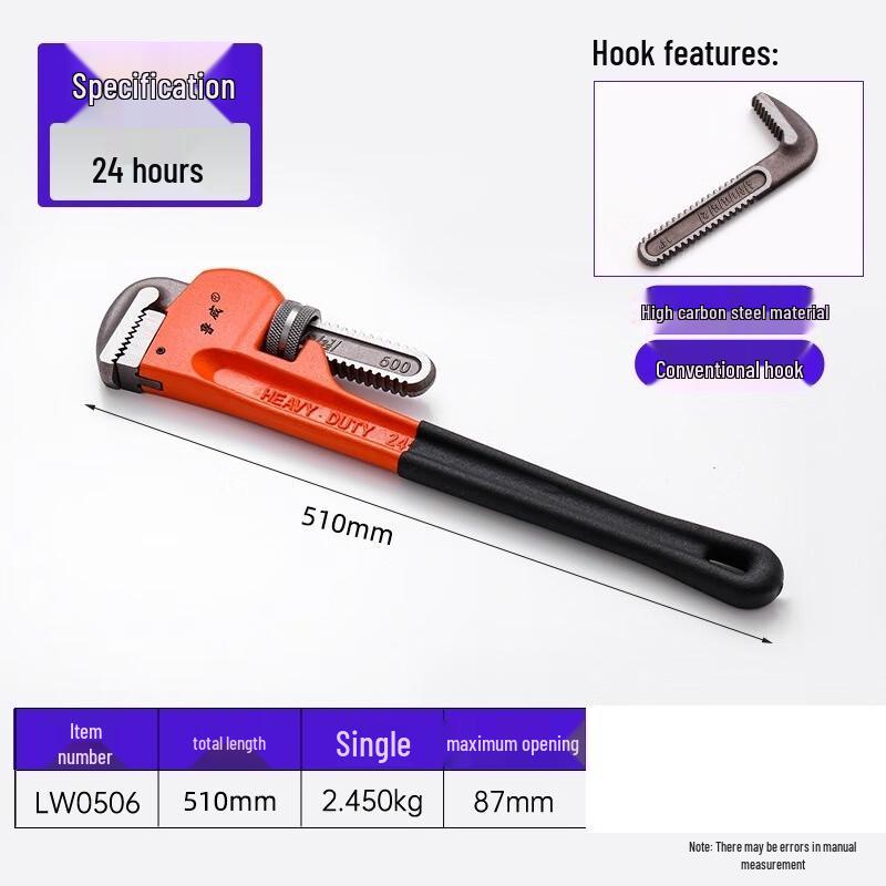 Luwei Heavy-Duty Large Opening Pipe Wrench CN plug (adapter included)
