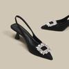 Baotou High Heels Women's New Temperament Baotou Sandals Rhinestone Pointed Single Shoes Women