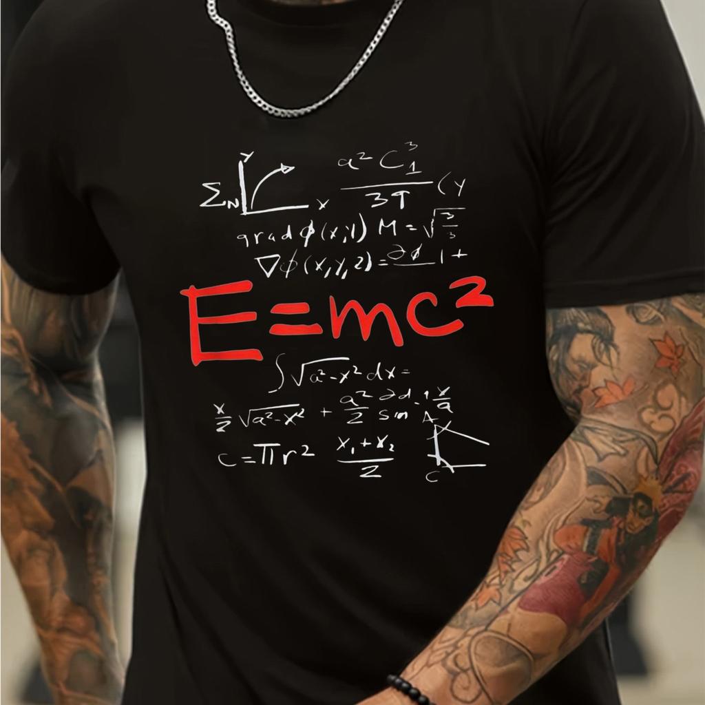 Men's Cotton Math Equations T-Shirt with Casual Crew Neck Tee for Gym Outdoor Activities Men Clothing