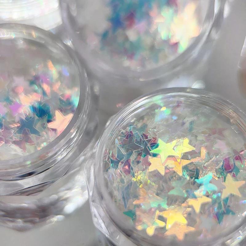 1Box Holographic Laser Nail Sequins - Super Glitter Northern Lights Flakes, DIY Sparkle Manicure Accessories for Salon Home