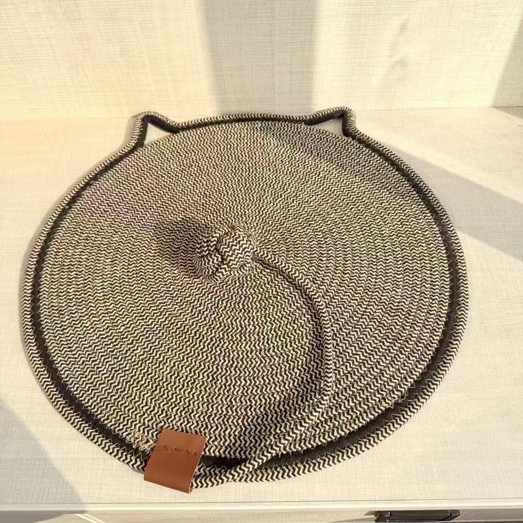 Cat Ear Round Cotton Rope Cat Scratcher Mat Pet Sleeping Rug Anti Scratch Sofa Protector Kitten Claw Grinding Accessory