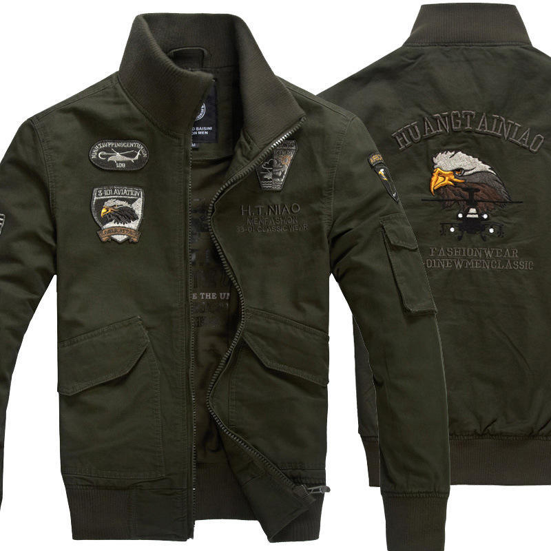 Autumn New Air Force One Plus Size Jacket Men's Casual Embroidered Flight Jacket Tooling Jacket