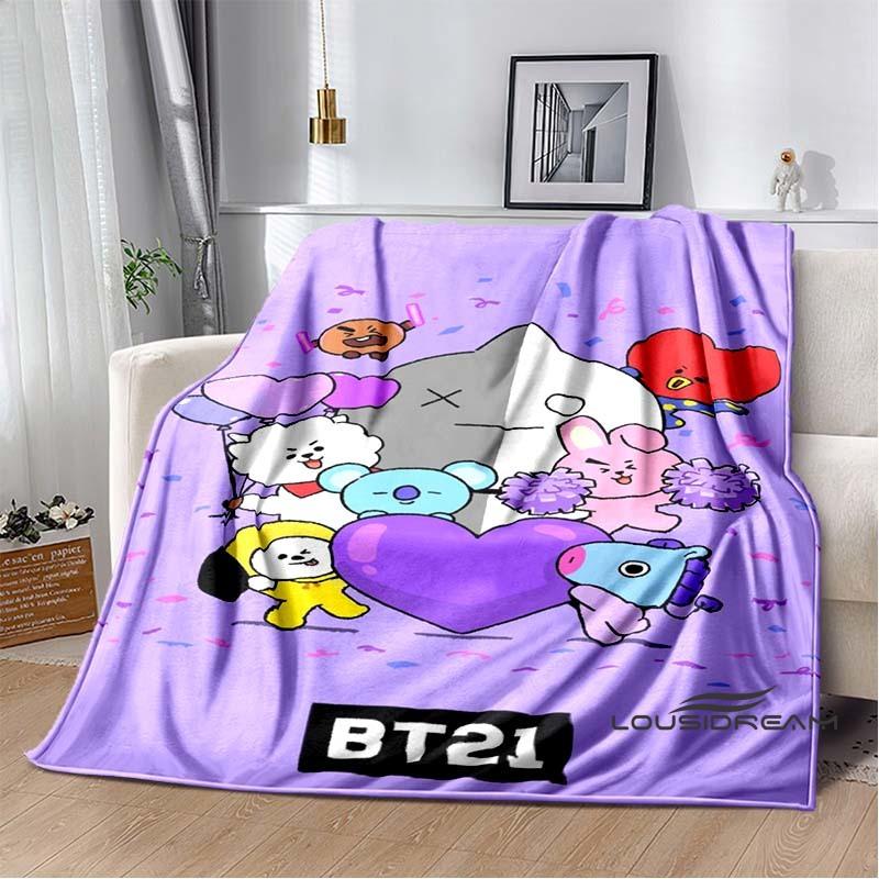2026 Nuova Collezione Cartoni Animati Anime BT21 Adorabile Coperta Ultra Morbida per Bambini Coperta da Divano Perfetta per Viaggi Divani Picnic