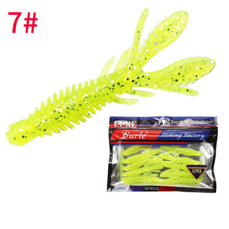 

10 шт. рыболовные приманки 1,8 г 6,5 см соленая рыбная приманка для рыбалки типа креветок мягкий червь бионическая приманка для моря 7#Fluorescent Yellow