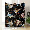 Bohemian Cow Skull Feather Blanket Bedroom Blanket for Livingroom Couch Lunch Break Soft Throw for Friend's Festival Gift
