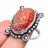 Red Titanium Druzy Gemstone 925 Sterling Silver Jewelry Ring Size 8.5 SU-7397