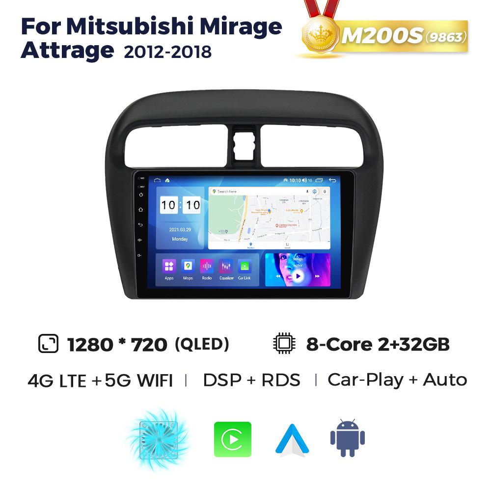 9'' Android Car Radio Stereo For Mitsubishi Mirage Attrage 2012-2018 2019 Space Star 2014 Multimedia Video Player 2Din Head Unit
