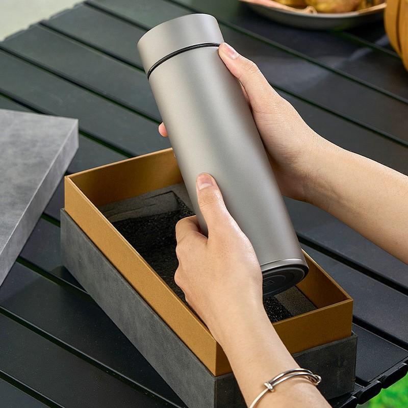Double Wall Titanium Vacuum Insulated Mug With Tea Infuser Loose Leaf 450ml Modern Minimalist Travel Cup Office Home