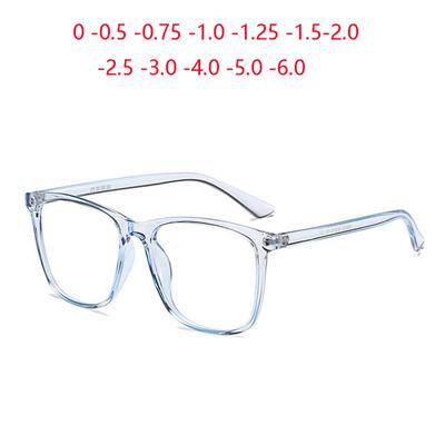 Anti-blue Light Unisex Prescription Eyeglasses Ultralight TR90 Photochromic Square Nearsighted Glasses 0 To -6 0