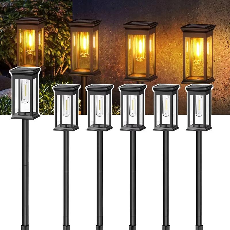 2/4/6 Pack Solar Tungsten Led Lawn Lamp Outdoor Waterproof Solar Channel Lamp for Garden Courtyard Landscape Sidewalk Courtyard Decoration