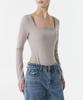 Musinsa Standard Woman Square Neck Long Sleeve Bodysuit [Ash Beige]