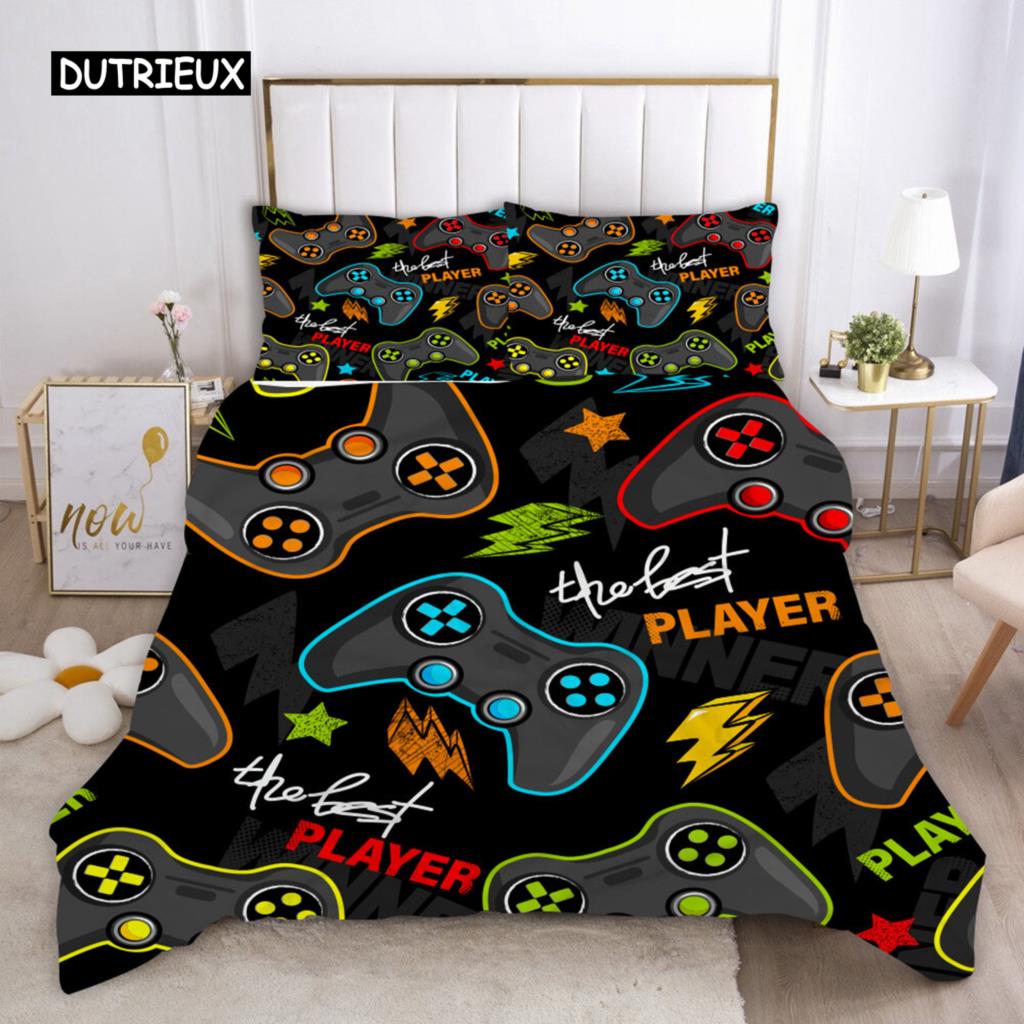 

Комплект пододеяльников для геймпада, полноразмерный, цветной, с кнопками управления видеоигрой, чехол для пододеяльника, игровой джойстик, комплект постельного белья для двоих EU single(135x200cm)