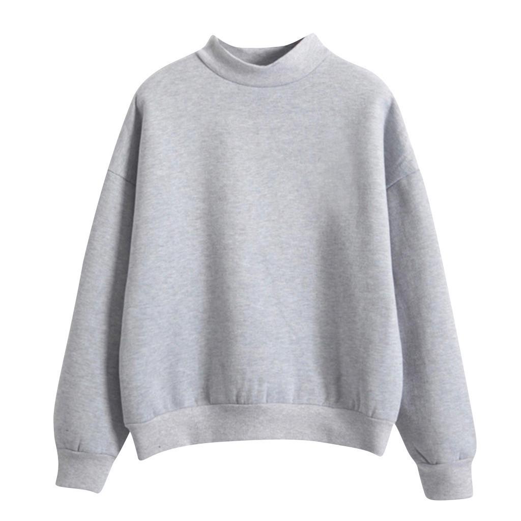 Cross-Border Solid Color Half-High Neck Sweatshirt – Custom Image Option Available