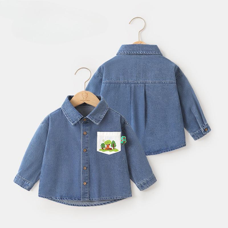 Jarní a podzimní nová dětská volná univerzální ležérní džínová košile