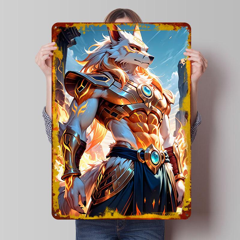 

Armored Wolf Warrior in Fiery Landscape Poster Customized Wall Art Vintage Metal Signs Retro Tin Plaque for Man Cave Wand Deko 7.9x11.8In(20x30cm)