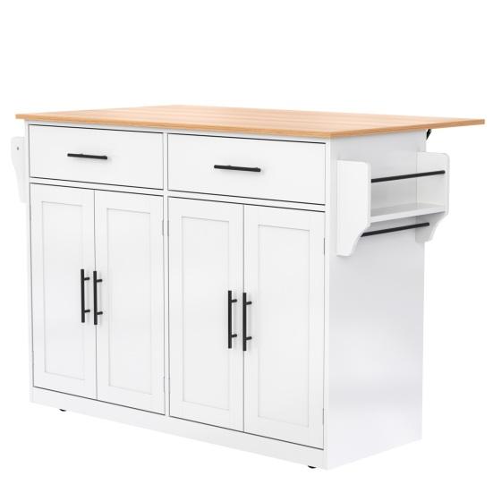 Serving Trolley with Folding Table Top, 120x46(70)x91cm, White, with Castors And Interchangeable Wooden Legs, Ideal for Kitchen And Dining Room