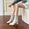 Square head boots high heel short boots women's 2025 autumn and winter new thin single boots early autumn Martin boots Korean small ankle boots