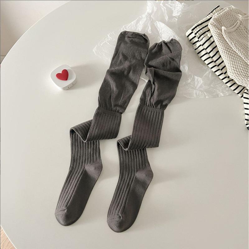 Knee-high Socks, Solid Color for The Calves, Spring and Autumn Color-blocked Women's Long Socks, Autumn Long Tube Versatile Pile Socks, Women's Socks