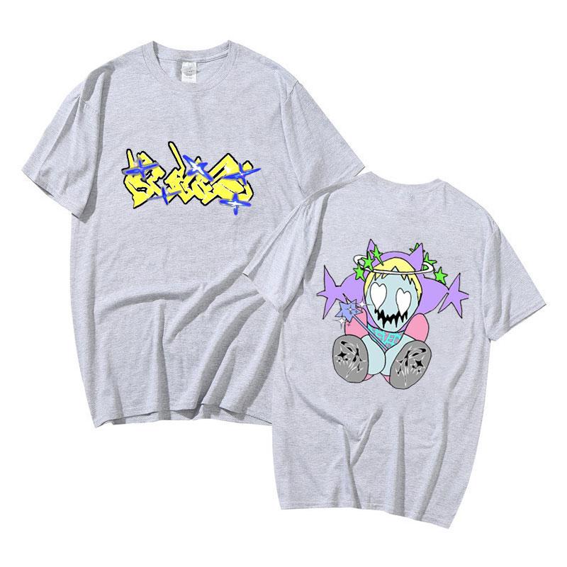 Rapper Bladee Skate Drain Gang 333 Double Sided Print T Shirts Unisex Hip Hop Loose Short Sleeve Men Women Fashion Cotton Tshirt