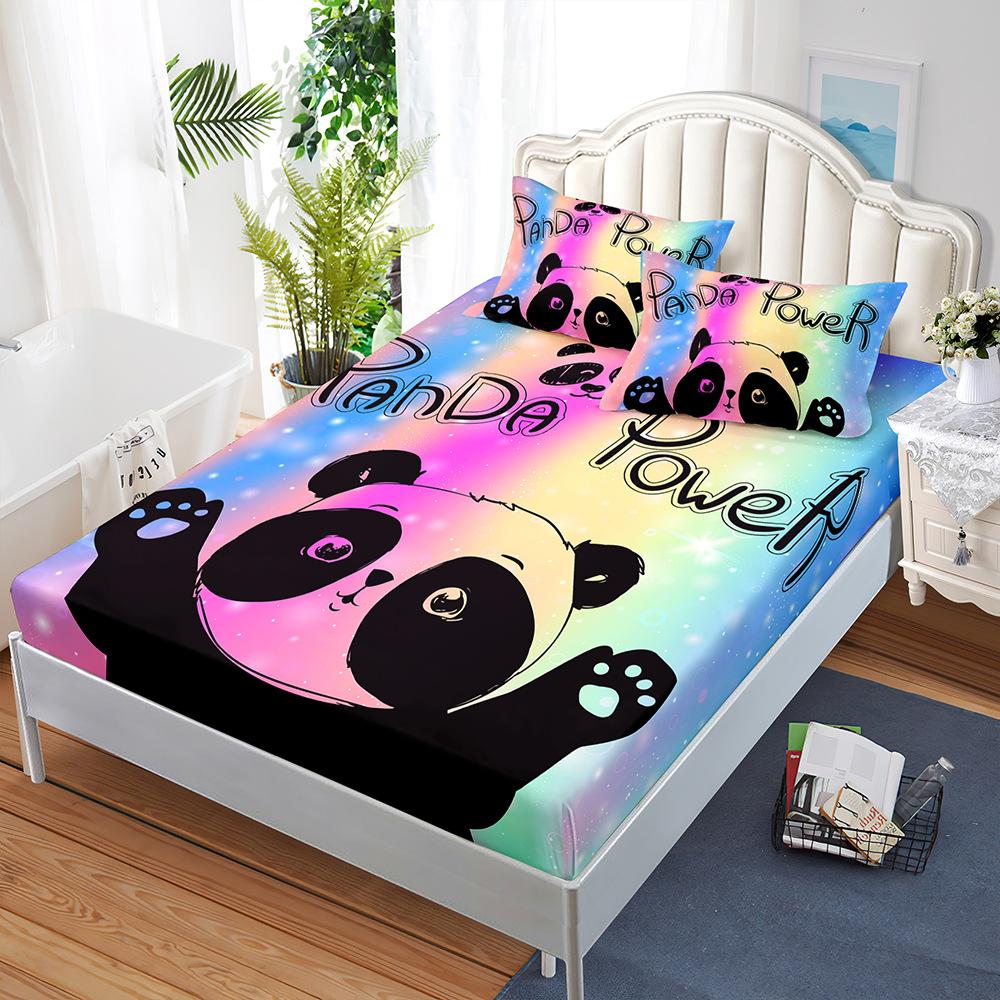 Mattress Three-Piece Cartoon Panda Gradual Change Bedspread Pillowcase Mattress Protective Cover