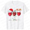 Christmas Wine T Shirts for Women Clothing Funny Cartoon Tshirts Kawaii Fashion Tshirt Tops Harajuku Womens YK Clothing
